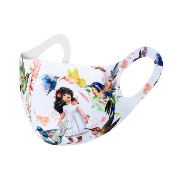 Hummingbird Face Mask Colorful Happy Joy - Picture 2 of 5